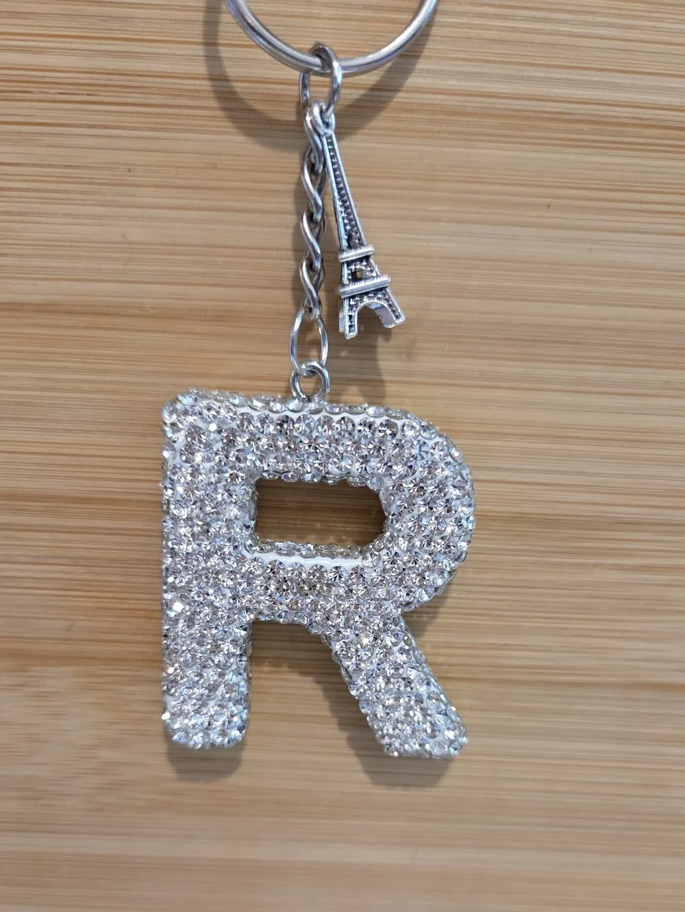 NWT - Bling Rhinestone Letter 'R' Eiffel Tower Keychain